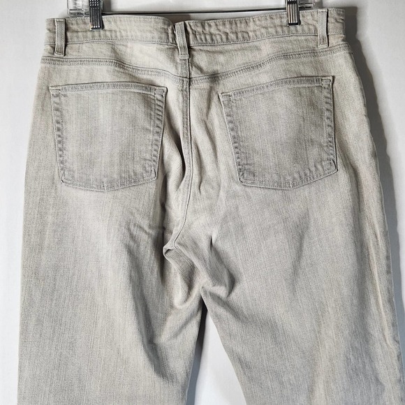 Eileen Fisher Womens Taupe Gray Straight Leg Jeans 12 Organic Cotton Mid Rise - Picture 6 of 8